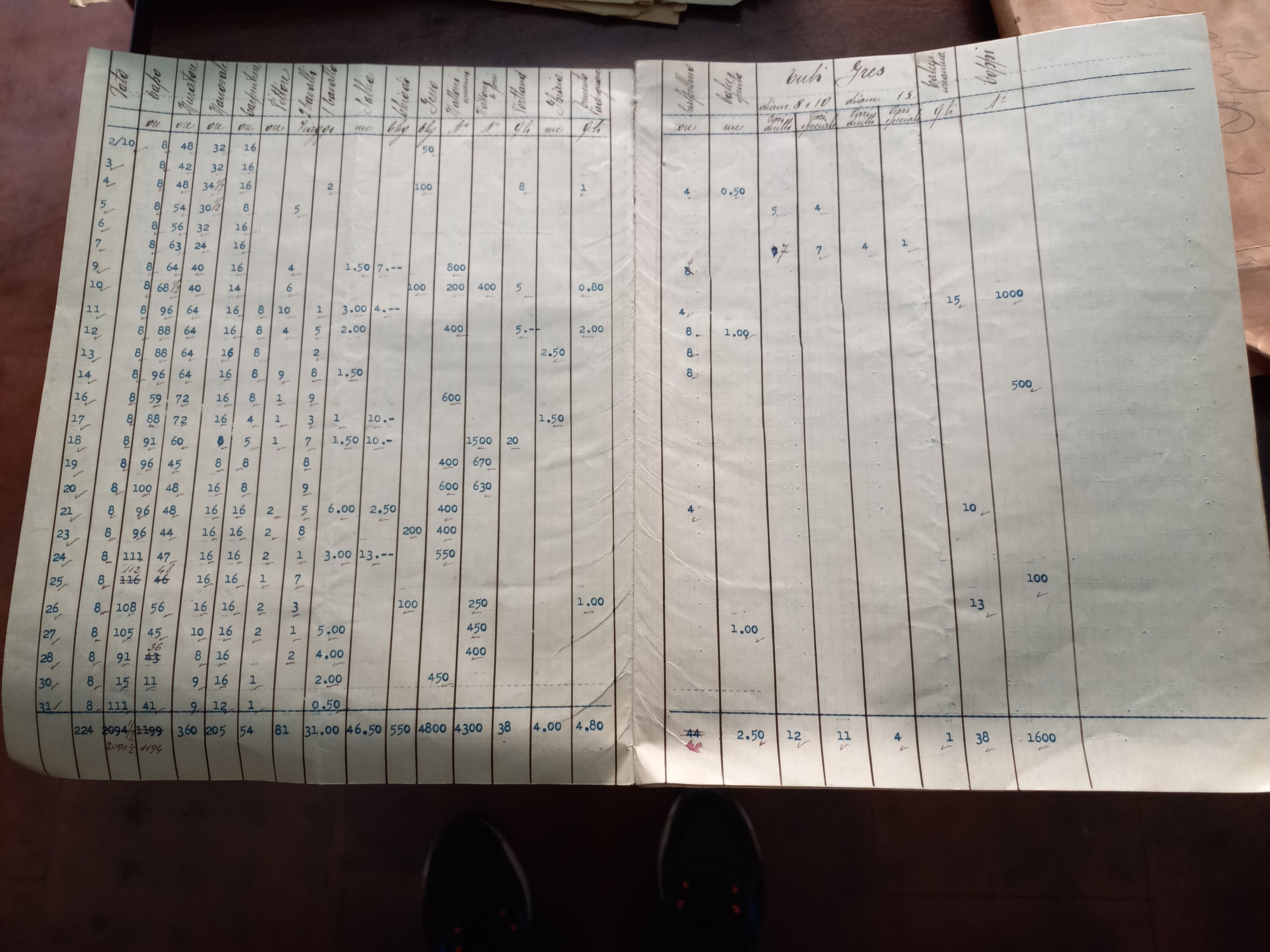 Exemple de relevé d'activités du bureau d'Annecy, 1926