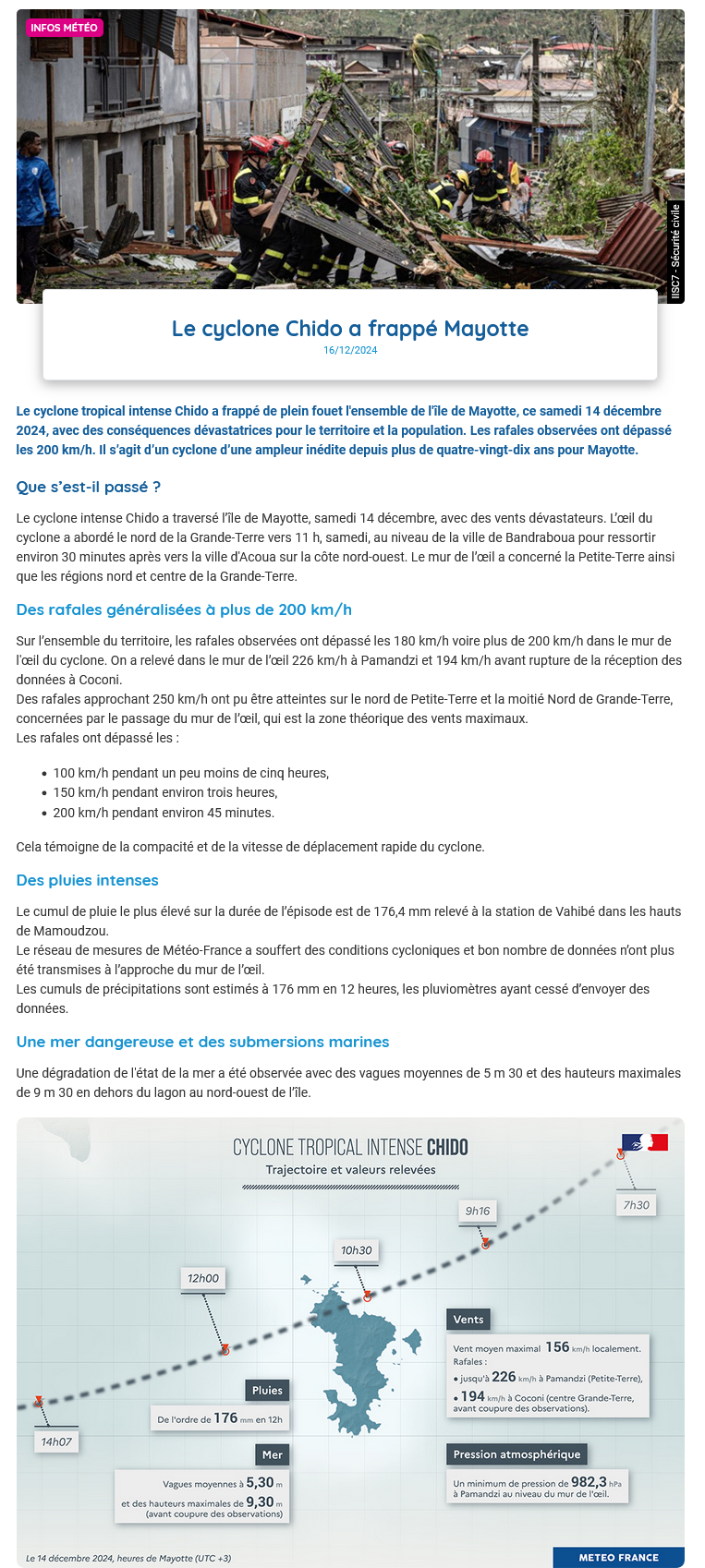 Le cyclone Chido a frappé Mayotte